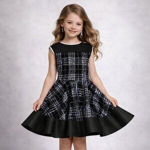 Dolls & Divas Girls Silver & Black Formal Skater Dress | Size 8 | NWT